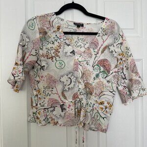 Topshop Printed Button-Front Blouse – Size 6 (US)